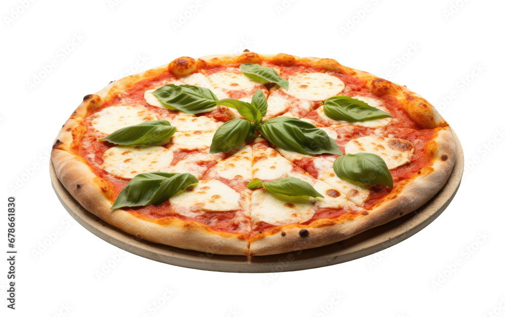 Classic Margherita Pizza On Transparent Background.