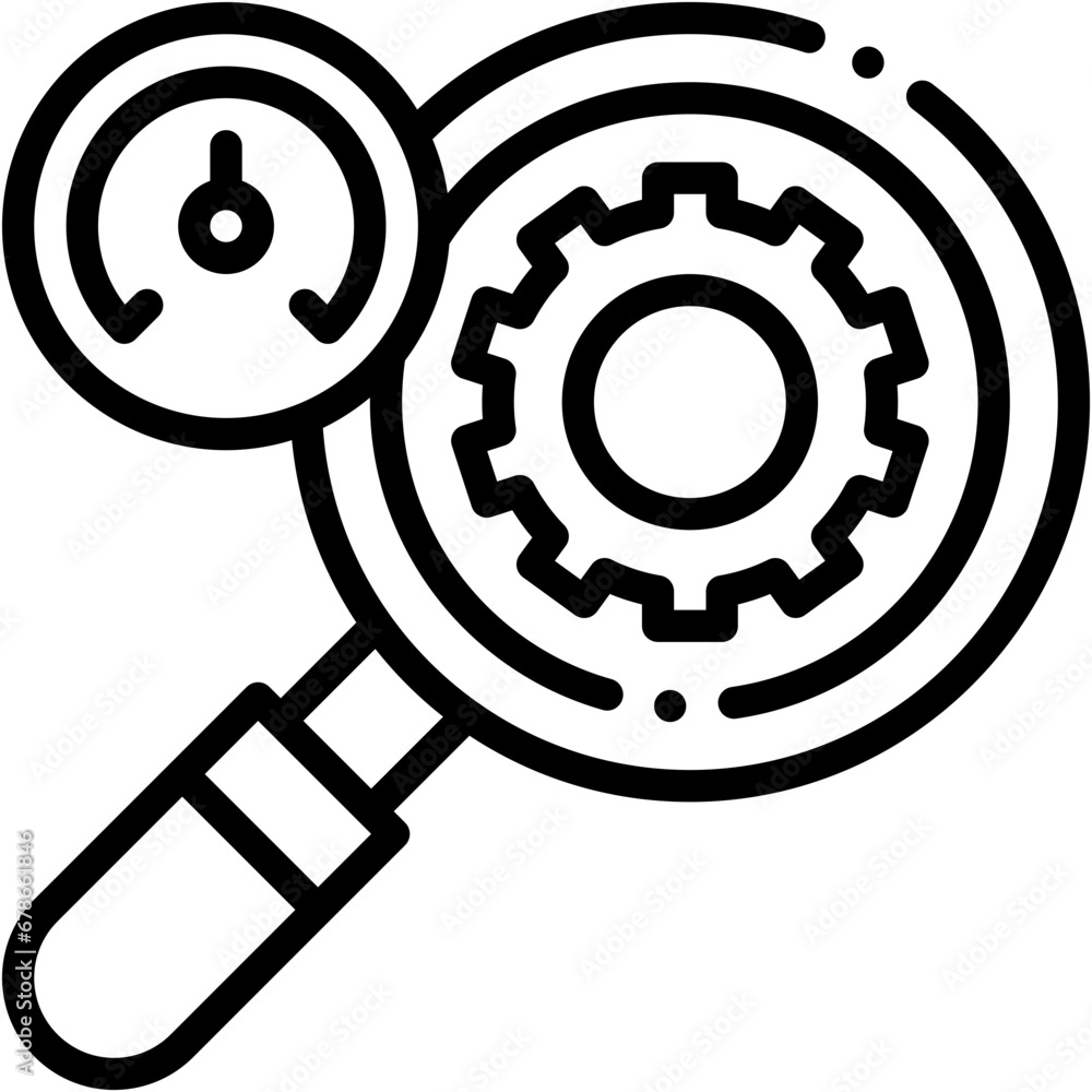 Vector Icon Reviewing, Solutions, Reviewing, Gear, Testing, Magnifying Glass Vector Icon Reviewing, Solutions, Reviewing, Gear, Testing, Magnifying Glass