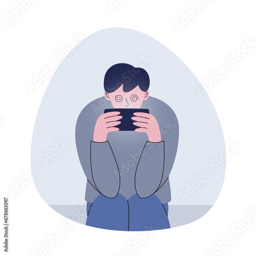 Smartphone addiction. Teenager playing game with smart phone with blue light reflection harmful to eyes. Gambling and games addiction