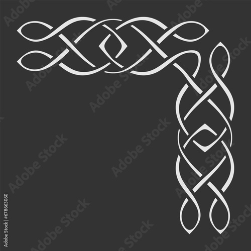 Celtic style corner isolated on white background. Vector illustration