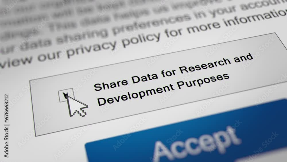 Animated Mouse Cursor Clicks the 'Share data for research and development purposes' Checkbox to Agree to Share Data for Research and Development Purposes Animated Mouse Cursor Clicks the 'Share data for research and development purposes' Checkbox to Agree to Share Data for Research and Development Purposes