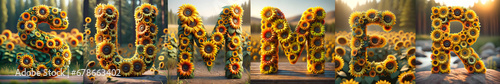The word SUMMER built with sunflowers #678663402