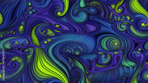 abstract background with green, purple wavy circles - Seamless tile. Endless and repeat print.