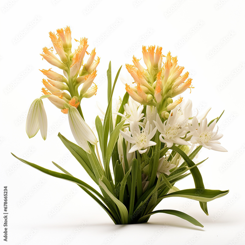 Citronella flower and plant in a white background in different angels created with Generative Ai