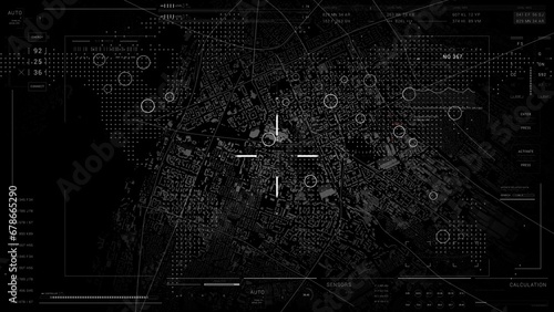 UI HUD Map satelite technological infographic elements.HUD 2GFX Technology Sci Fi 2D texture.User Interface data display. AI .data text 2 