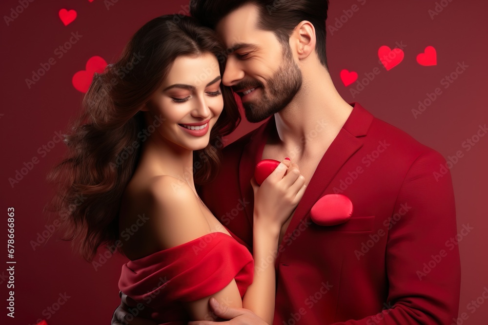 Happy Couple in NICE dressing with romantic background on valentine day deep in love smiling couple MADE with AI Happy Couple in NICE dressing with romantic background on valentine day deep in love smiling couple MADE with AI