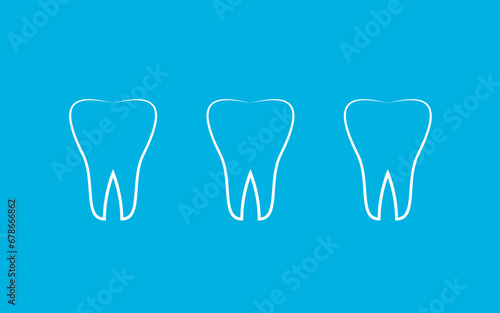 Healthcare concept with white teeth protected in polygonal sphere shield , vector , illustration.Isolated on blue background.Single White and Very Strong Muscle Healthy Tooth.