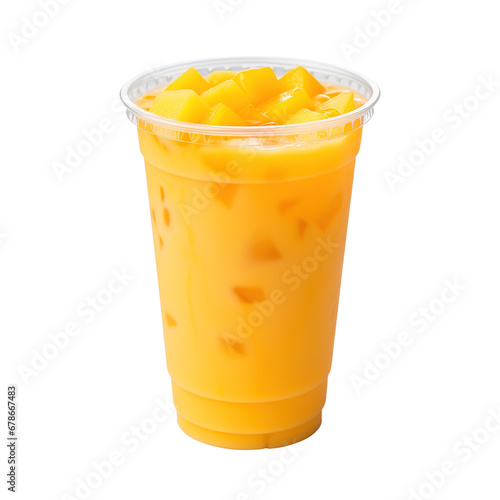 glass of mango juice isolated on transparent background Remove png, Clipping Path