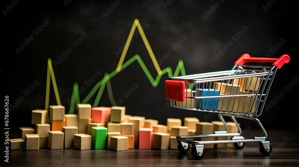 AI generated illustration of a trolley with a colorful business growth ...