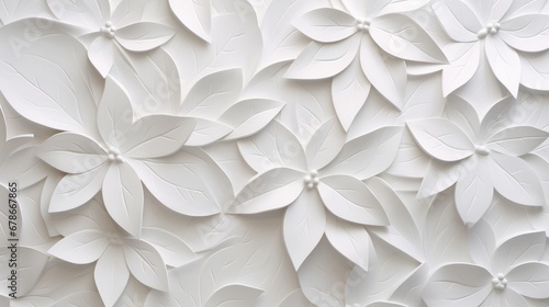 White gypsum flowers pattern on the wall background © hardqor4ik