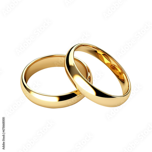 wedding gold rings isolated on transparent background Remove png, Clipping Path