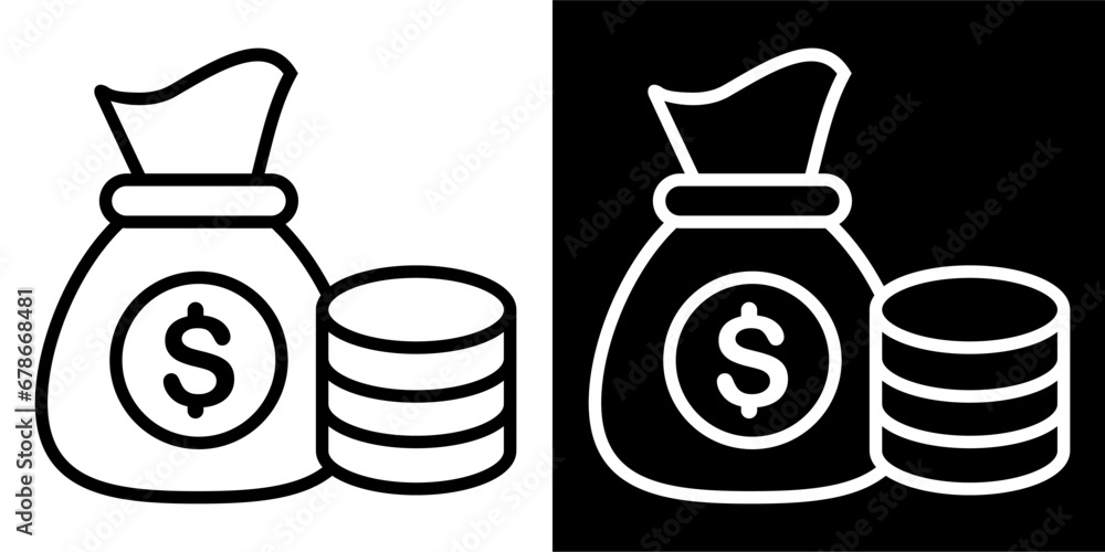 Bag, business, currency Icon. Business icon & Startup icon. Black icon. Black logo. Line icon. Bag, business, currency Icon. Business icon & Startup icon. Black icon. Black logo. Line icon.