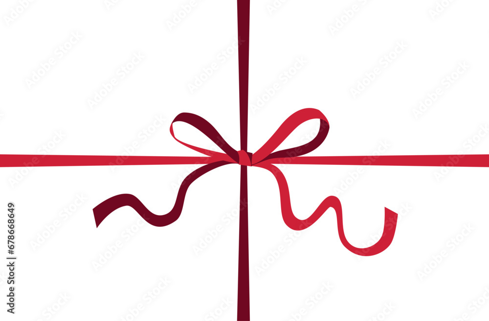 Red Ribbon Bow Gift Wrapping, Two Colours Vector Illustration Red Ribbon Bow Gift Wrapping, Two Colours Vector Illustration