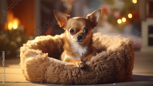 Chihuahua Dog Bed - Cozy Brown Pup Relaxing Comfortably
