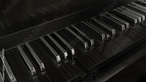 Piano Keyboard Keys.Piano, synthesizerplaying animation. Metal and wooden keybord  photo