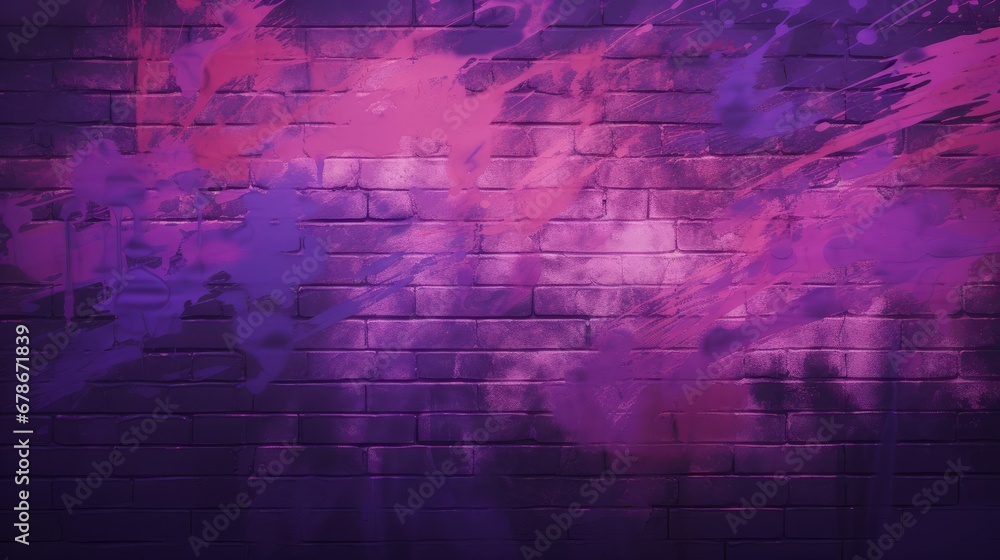 A Vibrant Mosaic of Purple and Pink on a Brick Wall A Vibrant Mosaic of Purple and Pink on a Brick Wall