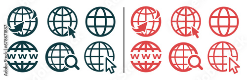 Set of web icons isolated on white background