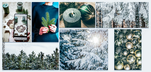 collection of hygge Christmas images - warm beige and green tones - original images to be found in my gallery