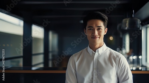 Asian Young Man in Contemporary Office