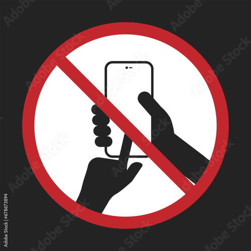 Isolated round sign of do not use cellphone, cellular phone is prohibited, handphone not allowed