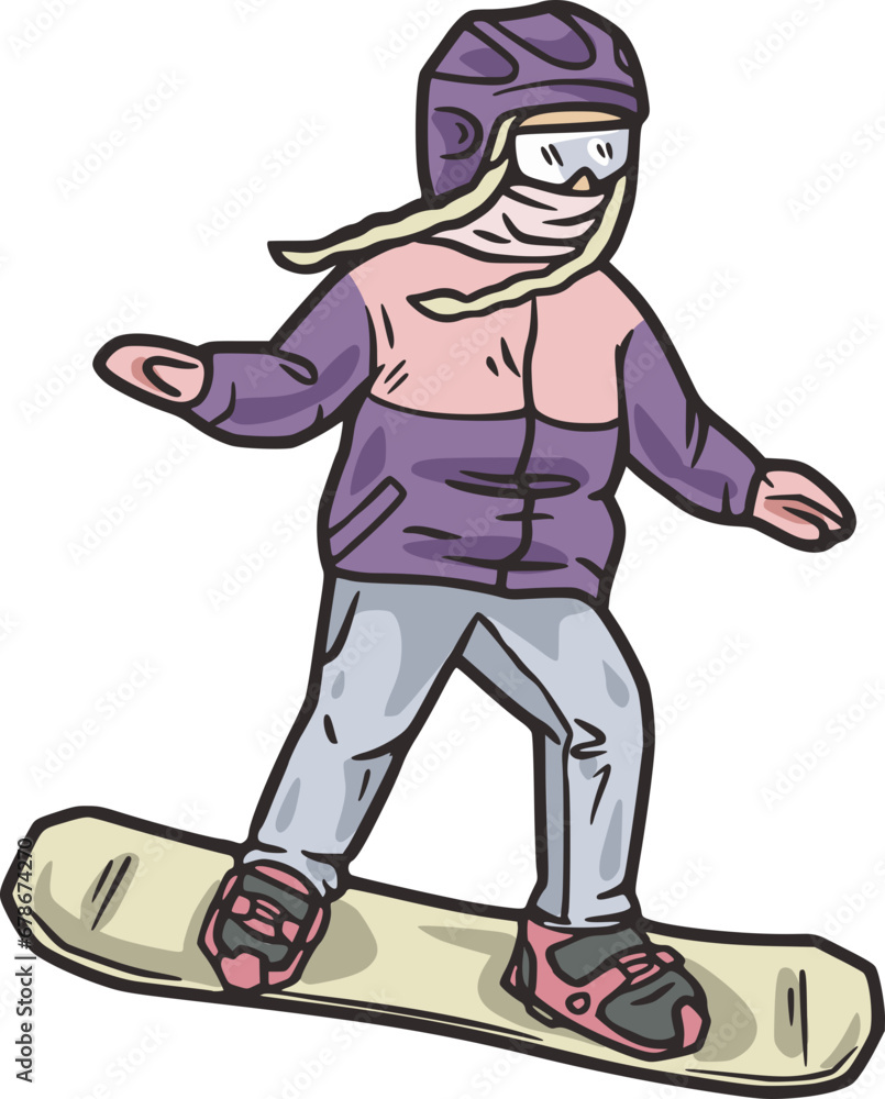 Snowboarder child on top of a snowy mountain. Snowboarding in winter mountains. Sporty snowboarding on a steep ski slope. Winter sport for ski resort. Snowboarder child on top of a snowy mountain. Snowboarding in winter mountains. Sporty snowboarding on a steep ski slope. Winter sport for ski resort.