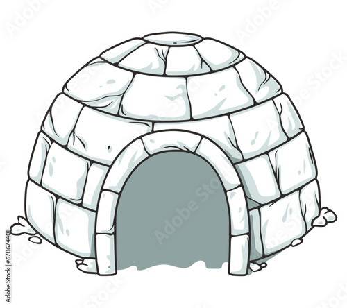 Snow igloo, seasonal build or winter ice shelter during for sleeping.