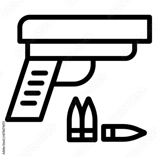 gun with bullet  line