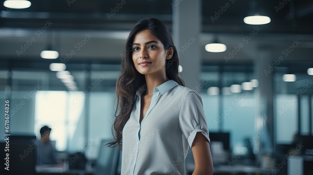 Indian Young Woman in Contemporary Office Setting Indian Young Woman in Contemporary Office Setting