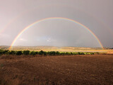 A rainbow after a rain over a filed in the north of Israel 2023