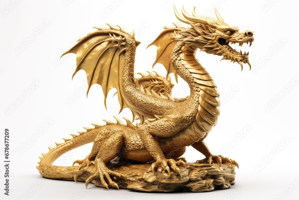 Obraz premium Gold dragon on a white background