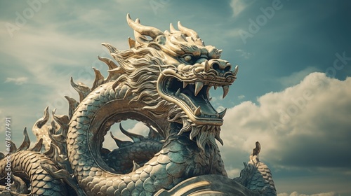 chinese dragon statue in temple