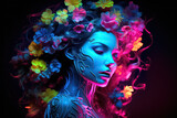Beautiful abstract creative Women with flowers