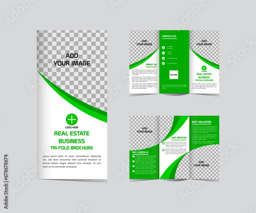 Modern real estate Tri fold brochure design template editable