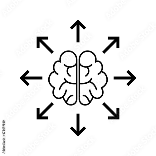 brain with expanding arrow icon vector