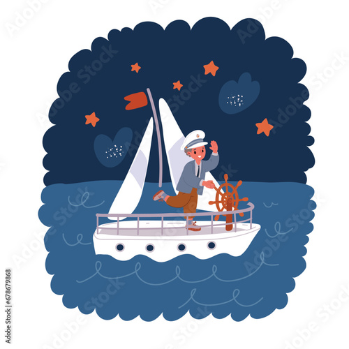 Vector illustration of Little Sailor with Marine - Nautical Theme collection for kids.