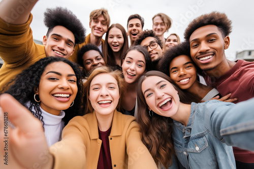 Group of young diverse people happy together, diversity and multiculturalism photo