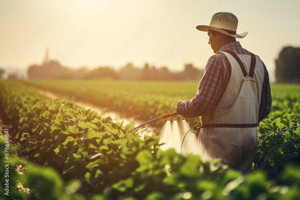 Agricultural Engineer Analyzing Soybean Health in Field on Summer Day Agricultural Engineer Analyzing Soybean Health in Field on Summer Day