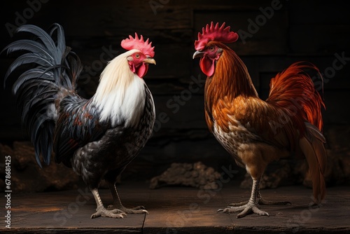 two rooster is opposite each other © nataliya_ua