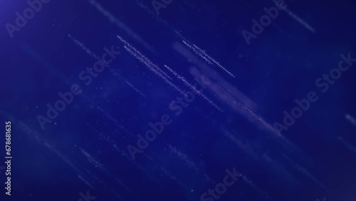 Abstract particle background . 2D background. blue lines. flying star with trace 