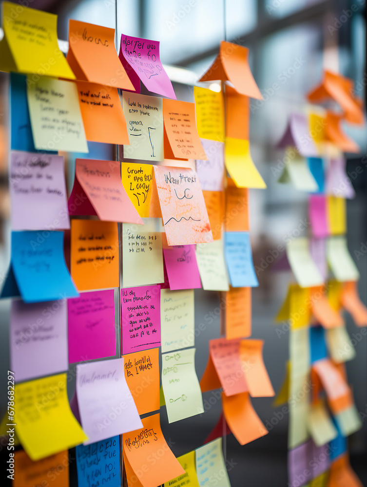 Colorful sticky notes on a wall Colorful sticky notes on a wall