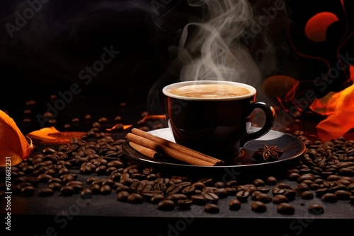 Espresso on smoky background