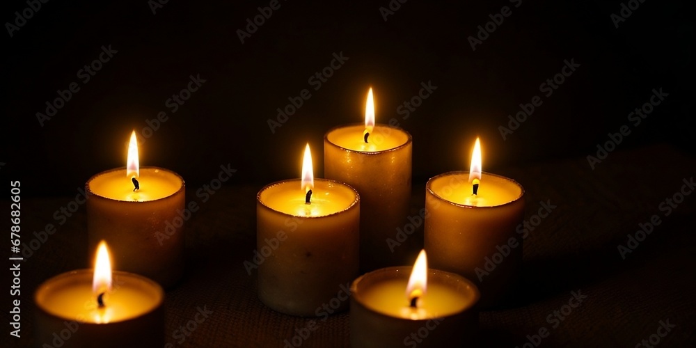 Group of candles in the dark, beautiful candle background. Group of candles in the dark, beautiful candle background.