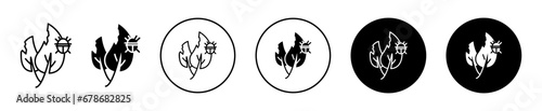 Plant pests icon set. Crop damaging insect vector symbol. Bad harmful bug disease sign in black filled and outlined style.