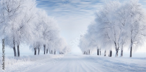 Winter beautiful landscape with trees covered with snow © grigoryepremyan