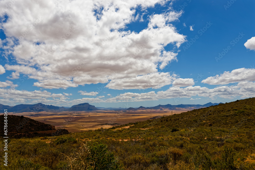 A beautiful view from Piekenierskloof pass over the valley, in Western Cape, South Africa.