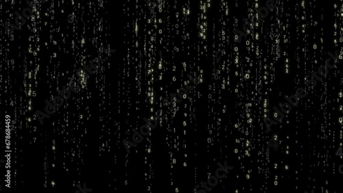 Matrix effect.digital animation.HUD. SciFi.numbers. on black backgrund