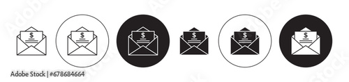 Invoice line icon set. Payment bill symbol in black color. photo