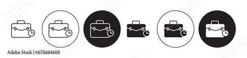 Work experience line icon set. Work time symbol in black color. photo