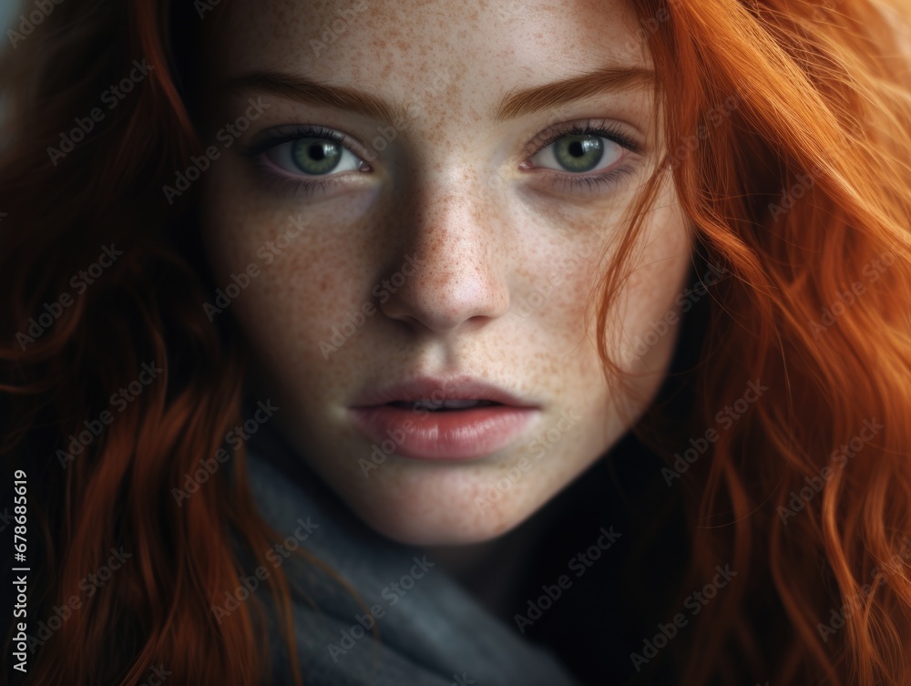 portrait of a beautiful young woman with thick red hair portrait of a beautiful young woman with thick red hair