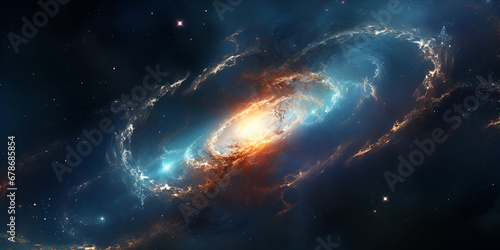 A Tapestry of Stardust, A View of Andromeda and a Spiral Galaxy, Spiral Galaxy and Stars in the Infinite Universe, andromeda in different colors on black and space background generative AI photo